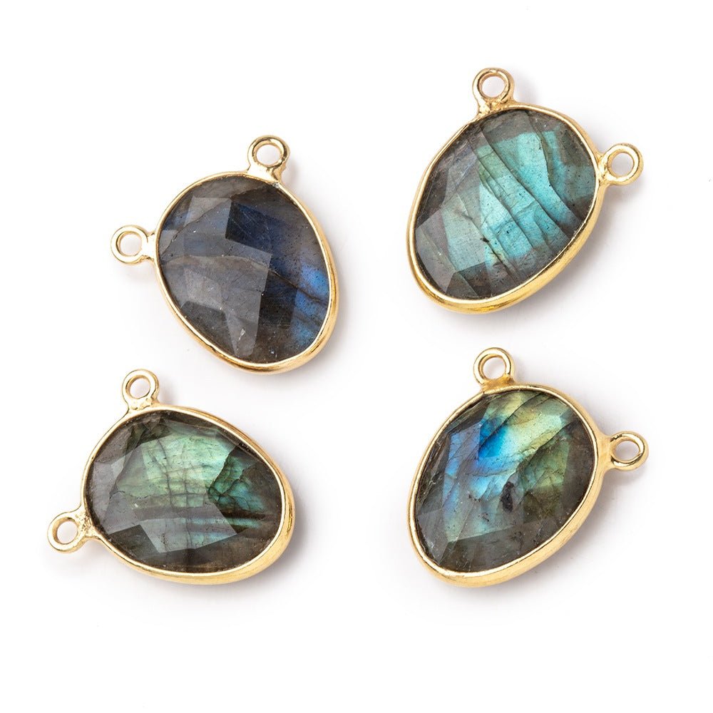 15x12mm Vermeil Bezel Labradorite Faceted Nugget Connector 1 piece