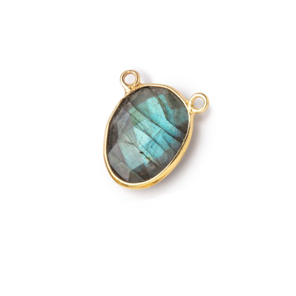 15x12mm Vermeil Bezel Labradorite Faceted Nugget Connector 1 piece
