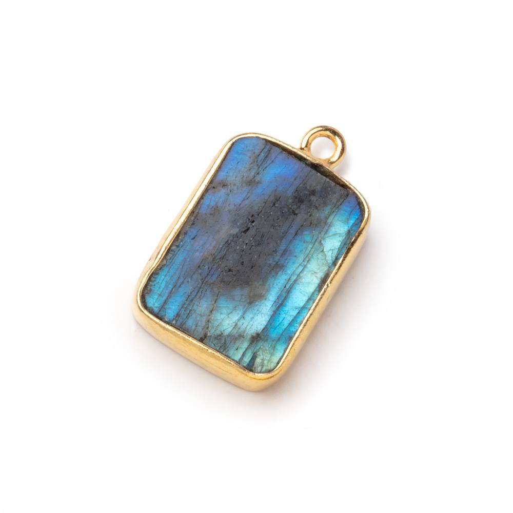 18x13mm Vermeil Bezel Labradorite Flat Rectangle Pendant 1 piece