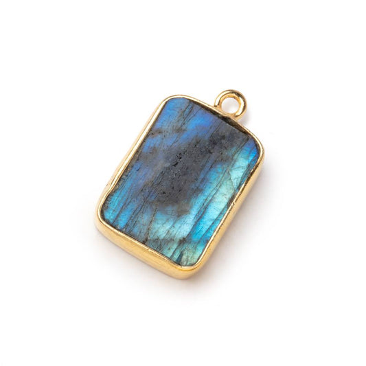 18x13mm Vermeil Bezel Labradorite Flat Rectangle Pendant 1 piece