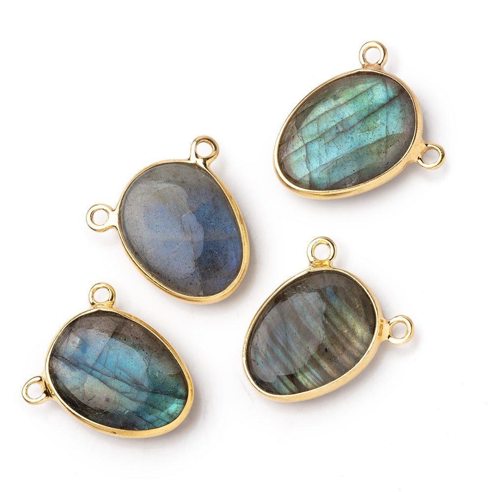 15x12mm Vermeil Bezel Labradorite Plain Nugget Connector 1 piece