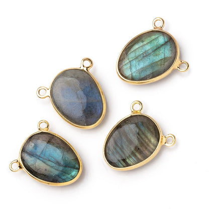 15x12mm Vermeil Bezel Labradorite Plain Nugget Connector 1 piece