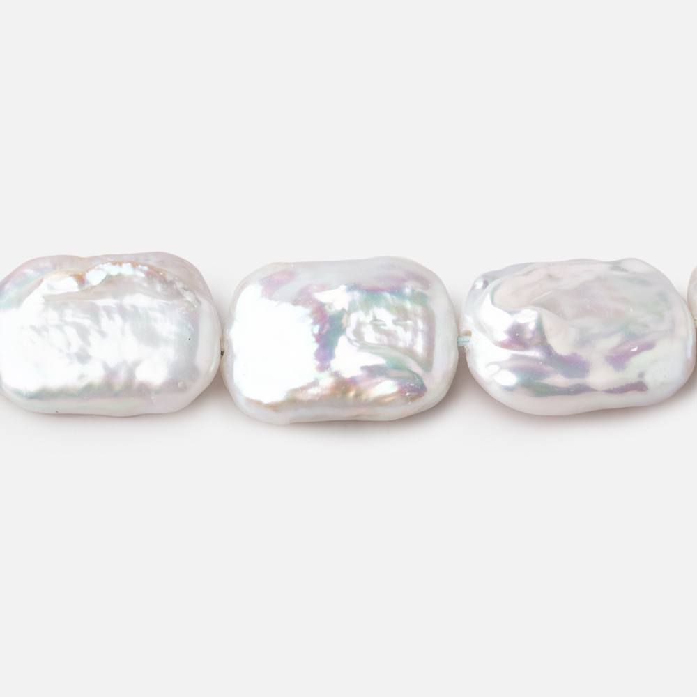 15x19mm Rosé White Rectangle Freshwater Pearls 16 inch 20 beads