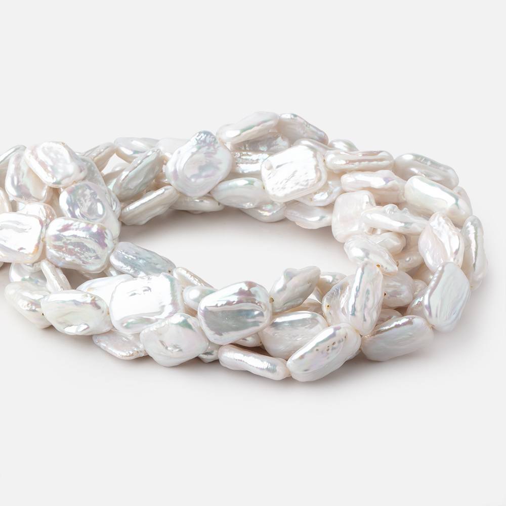 15x19mm Rosé White Rectangle Freshwater Pearls 16 inch 20 beads