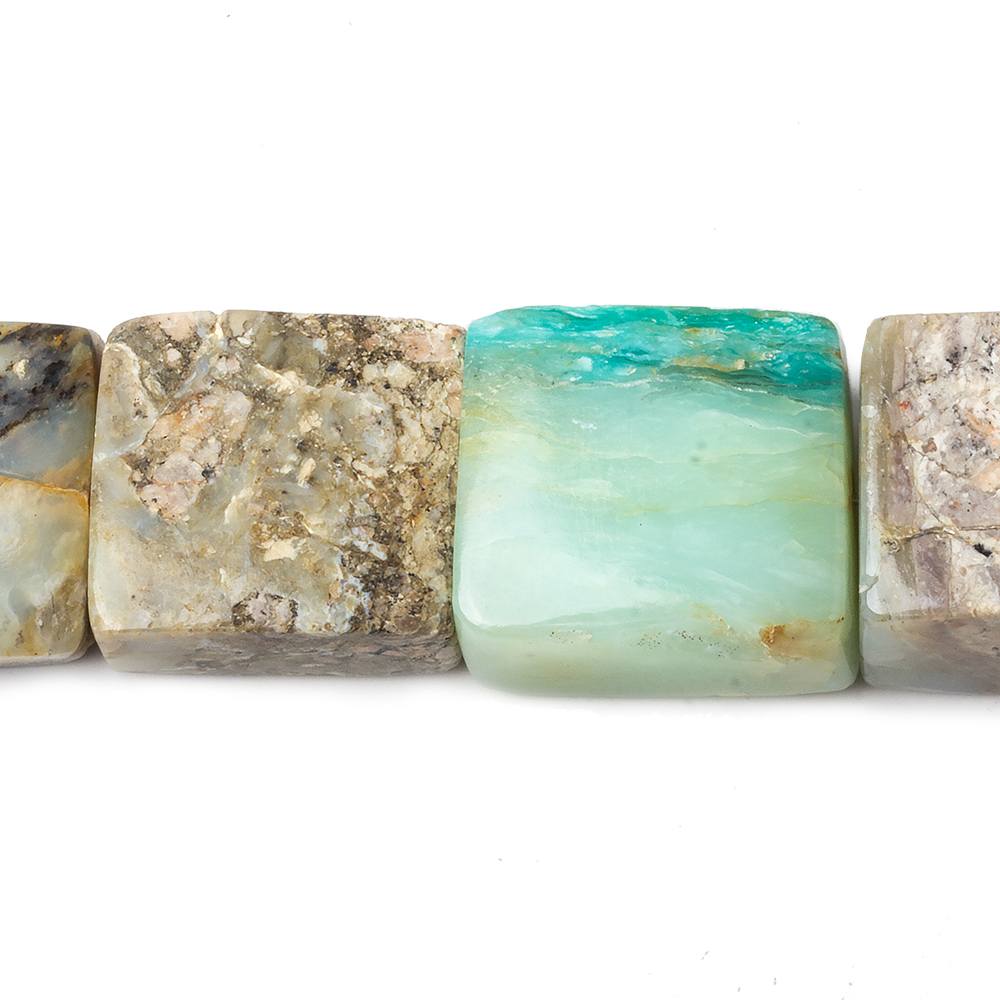 15x13-19x16mm Blue Peruvian Opal Plain Square Beads 8 inch 11 pieces