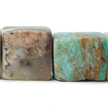 15x13-19x16mm Blue Peruvian Opal Plain Square Beads 8 inch 11 pieces