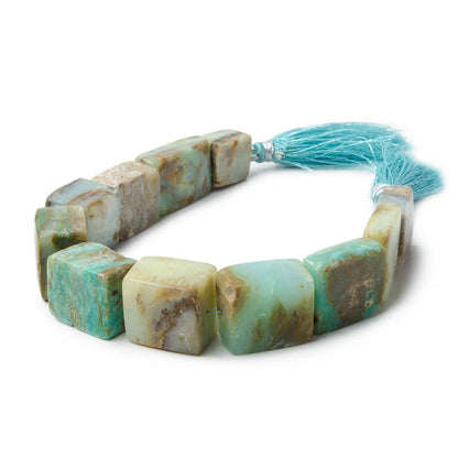 15x13-19x16mm Blue Peruvian Opal Plain Square Beads 8 inch 11 pieces