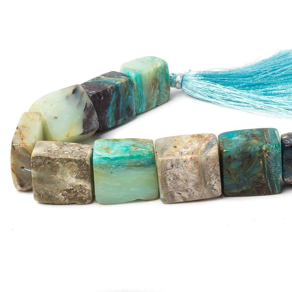 15x13-19x16mm Blue Peruvian Opal Plain Square Beads 8 inch 11 pieces