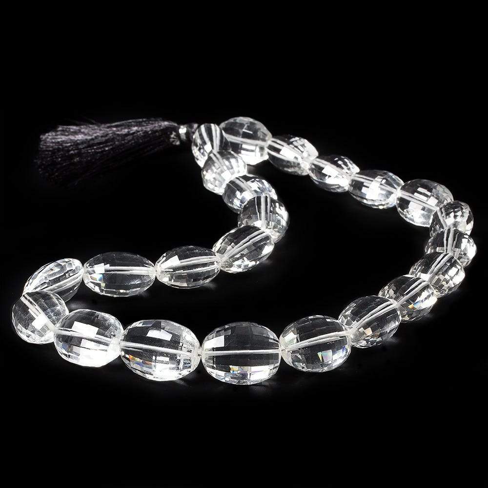 15x12mm Crystal Quartz checkerboard faceted ovals 16 inch 25 beads