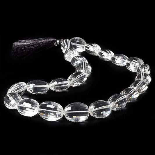 15x12mm Crystal Quartz checkerboard faceted ovals 16 inch 25 beads