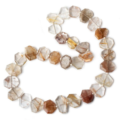 15x13-21x14mm Rutilated Quartz Side Drilled Bevel Faceted Flat Nuggets 18 inch 31 pieces AA