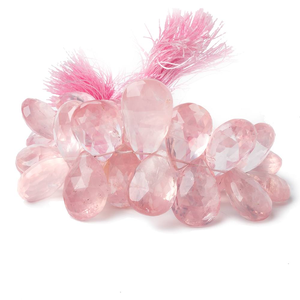15x13-27x17mm Rose Quartz Faceted Pear Beads 8 inch 33 pieces
