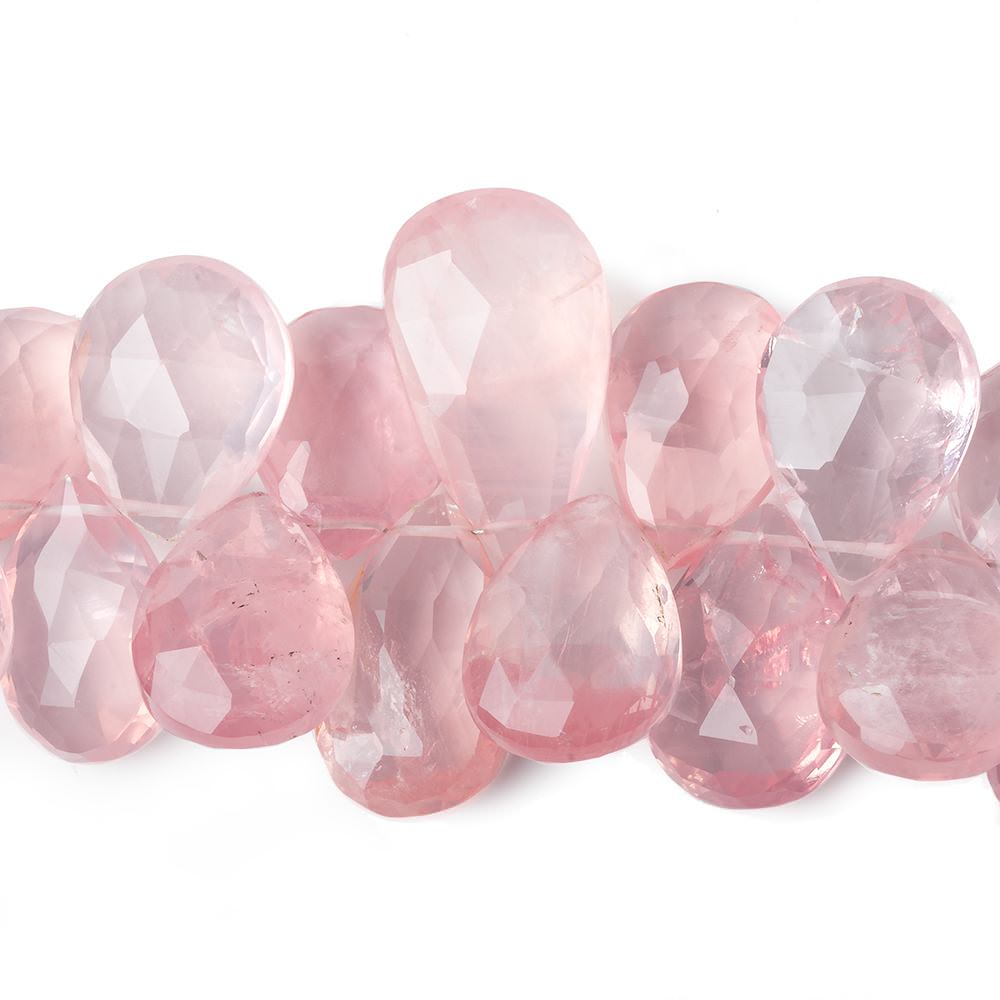 15x13-27x17mm Rose Quartz Faceted Pear Beads 8 inch 33 pieces