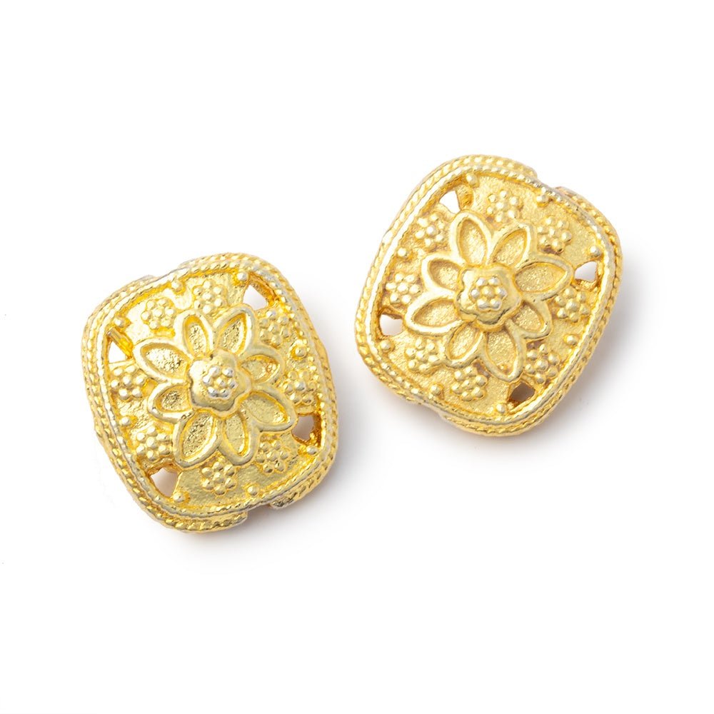 15x13mm Floral Design Cushion Set of 2 Beads