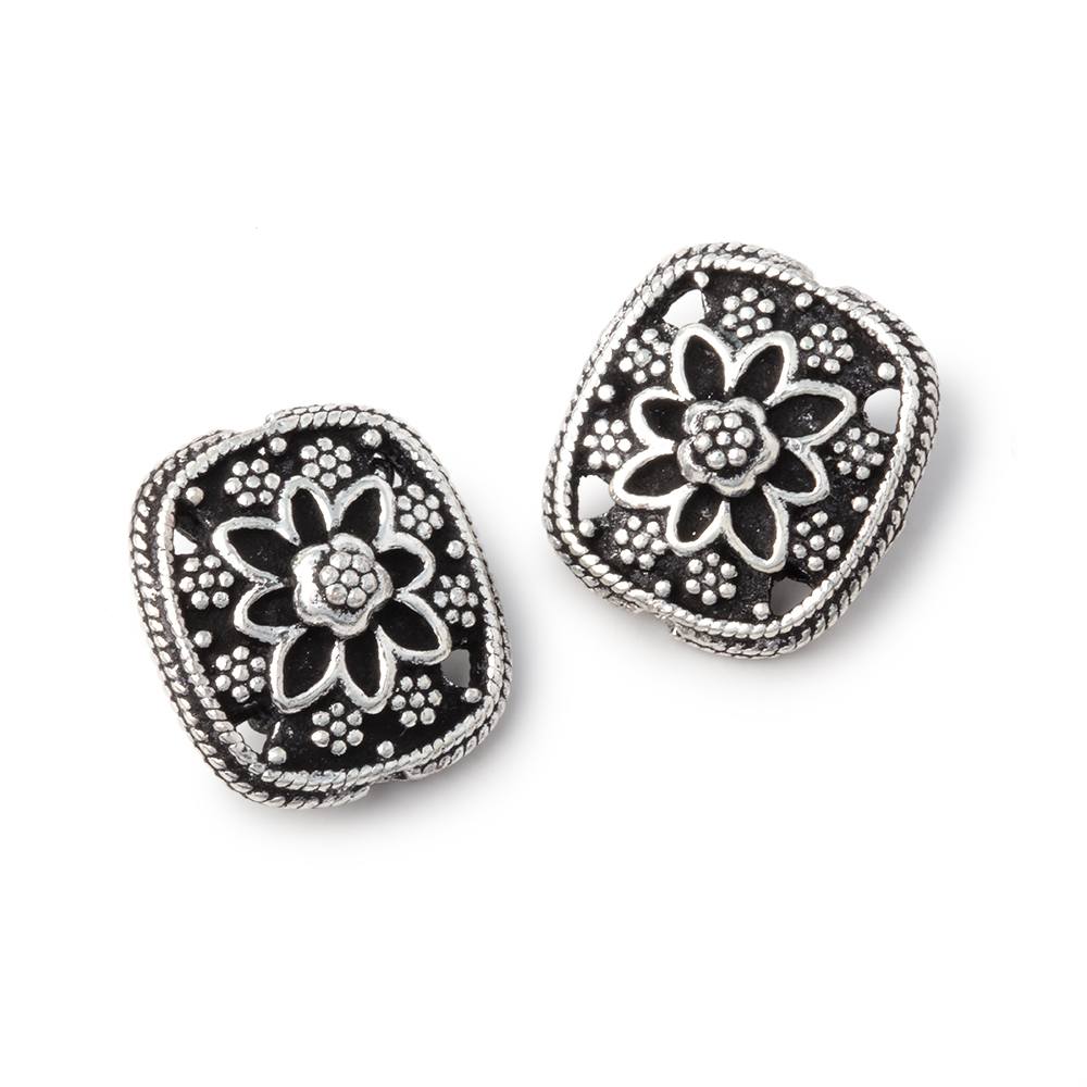 15x13mm Floral Design Cushion Set of 2 Beads