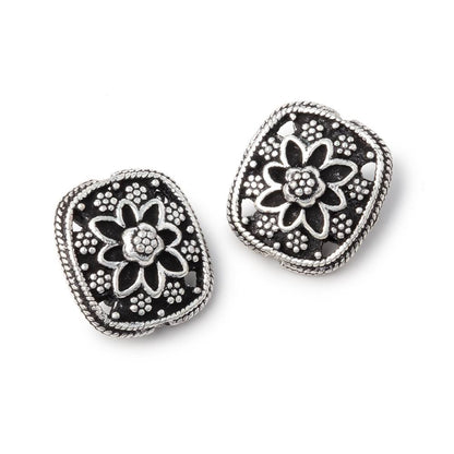 15x13mm Floral Design Cushion Set of 2 Beads