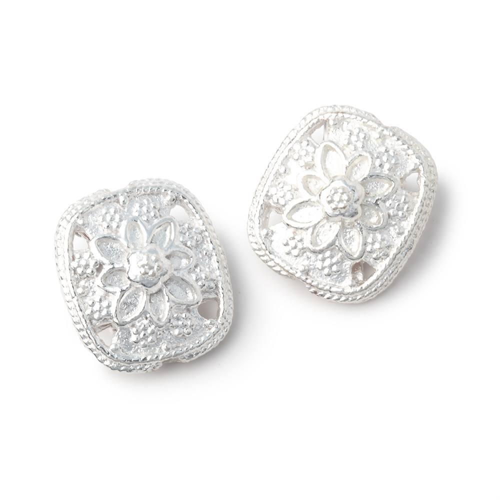 15x13mm Floral Design Cushion Set of 2 Beads