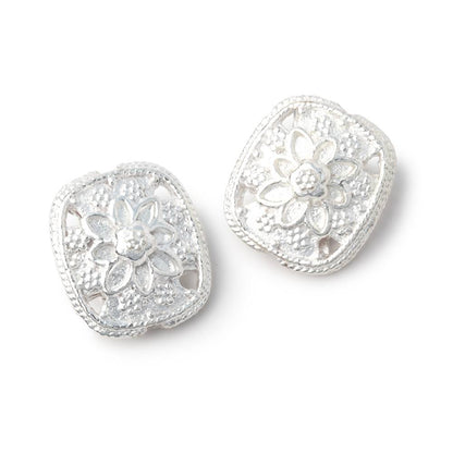 15x13mm Floral Design Cushion Set of 2 Beads