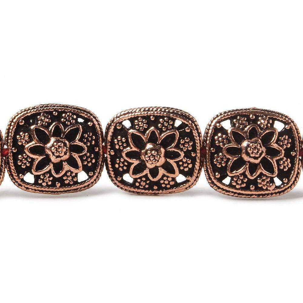 15x13mm Antiqued Copper Floral Cushion 8 inch 14 Beads