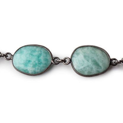 15x14mm Amazonite Nuggets on Black Gold .925 Bezeled Chain by the Foot