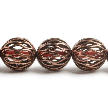 14.5mm Antiqued Copper Open Mesh Round Beads 8 inch 14 pieces
