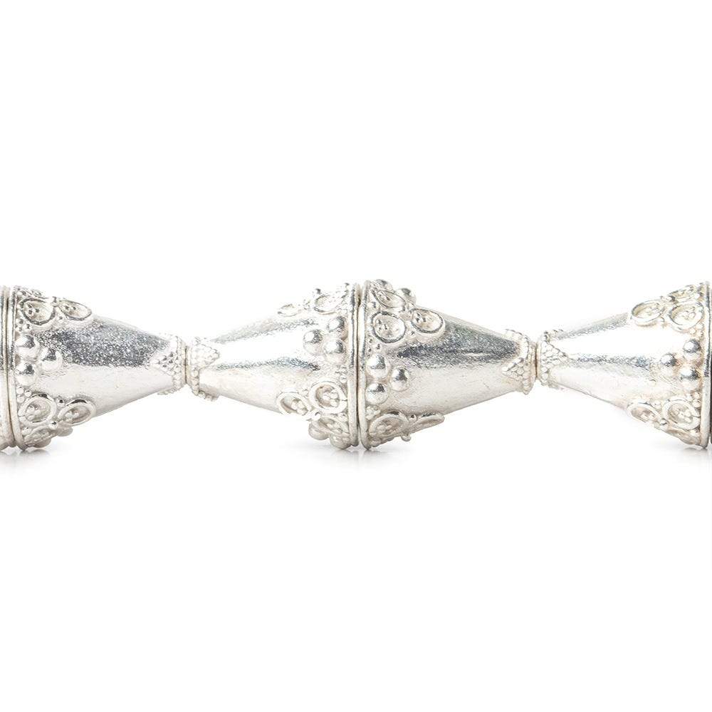 15x14mm Sterling Silver Plated Copper Cone with Granulated Bead and Circle Pyramid 8 inch 14 pcs