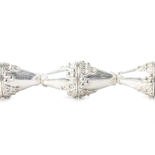 15x14mm Sterling Silver Plated Copper Cone with Granulated Bead and Circle Pyramid 8 inch 14 pcs