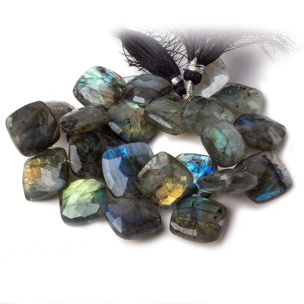 15x17mm Labradorite corner drilled faceted pillow beads 8 inch 22 pieces A