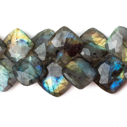 15x17mm Labradorite corner drilled faceted pillow beads 8 inch 22 pieces A