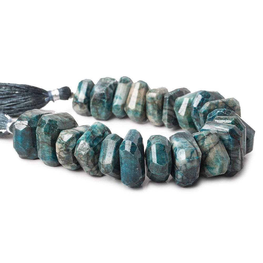 15x15-18x15mm Azurite center drilled faceted nuggets 8 inch 21 beads A