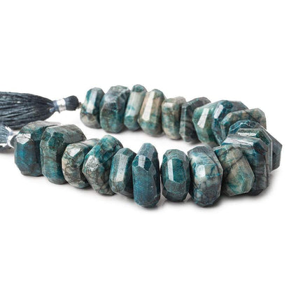 15x15-18x15mm Azurite center drilled faceted nuggets 8 inch 21 beads A