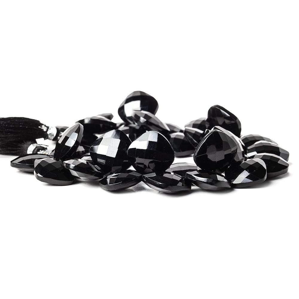15x15mm Black Onyx corner drilled faceted pillow beads 8 inch 34 pieces AAA