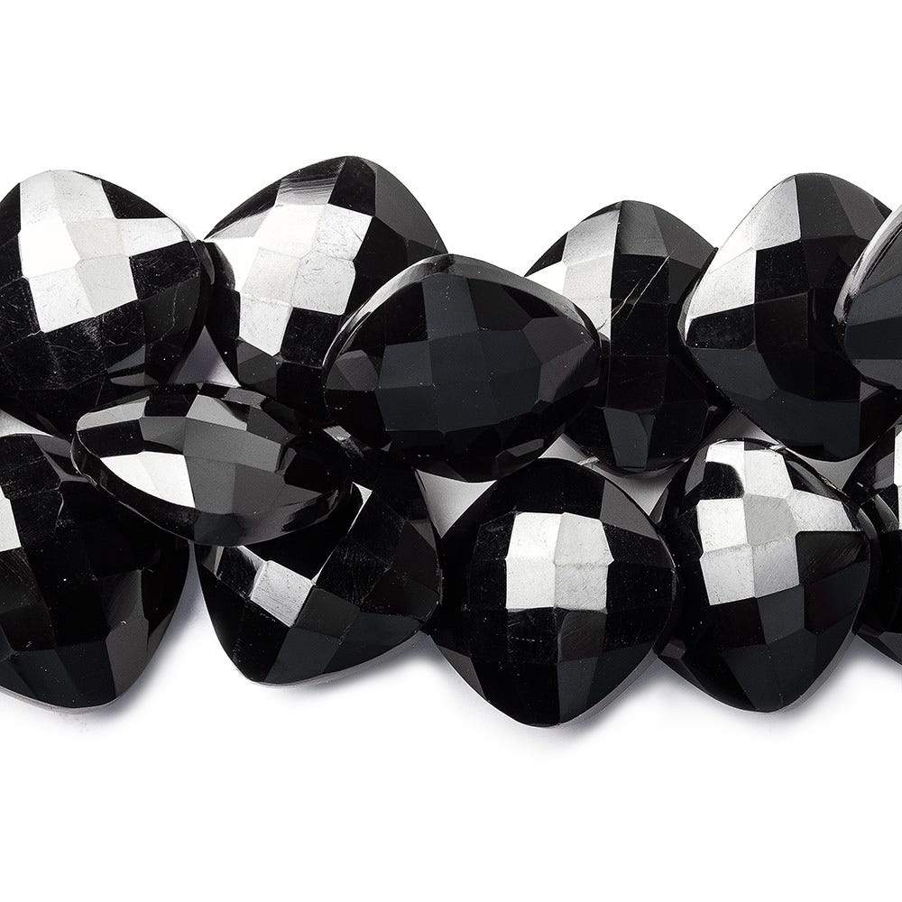 15x15mm Black Onyx corner drilled faceted pillow beads 8 inch 34 pieces AAA