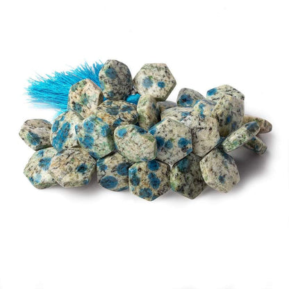 15x15mm  K2 Azurite Granite "K2 Jasper" plain hexagon beads 8 inch 31 beads