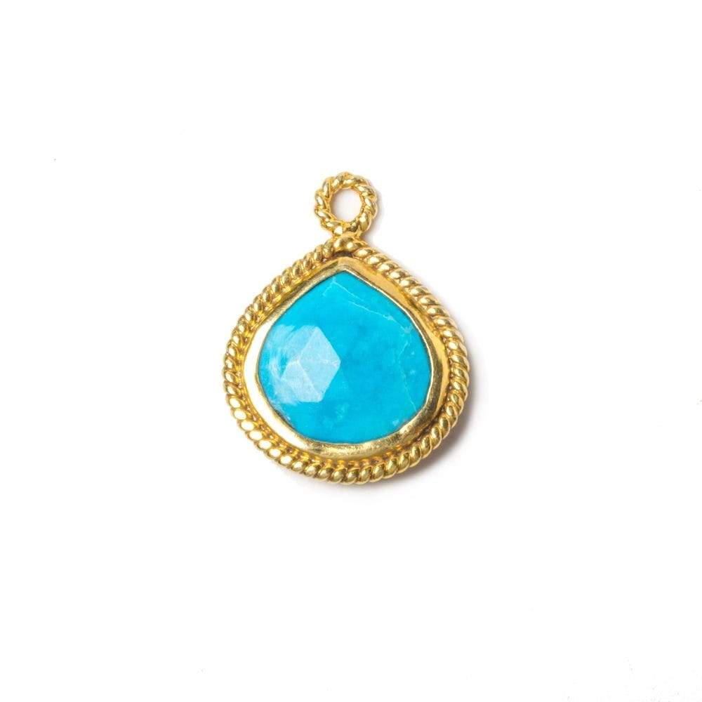 15x15mm Vermeil Rope Bezel Turquoise Howlite heart Pendant 1 piece