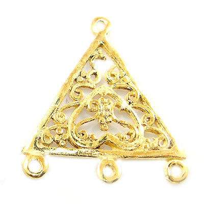 15x15mm Vermeil Trillion With Scroll Heart - Spacer Chandeliar Set of 2