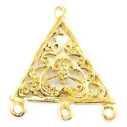 15x15mm Vermeil Trillion With Scroll Heart - Spacer Chandeliar Set of 2