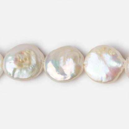15x17mm Large Hole Off White Coin Freshwater Pearls 8 inch 12 pieces
