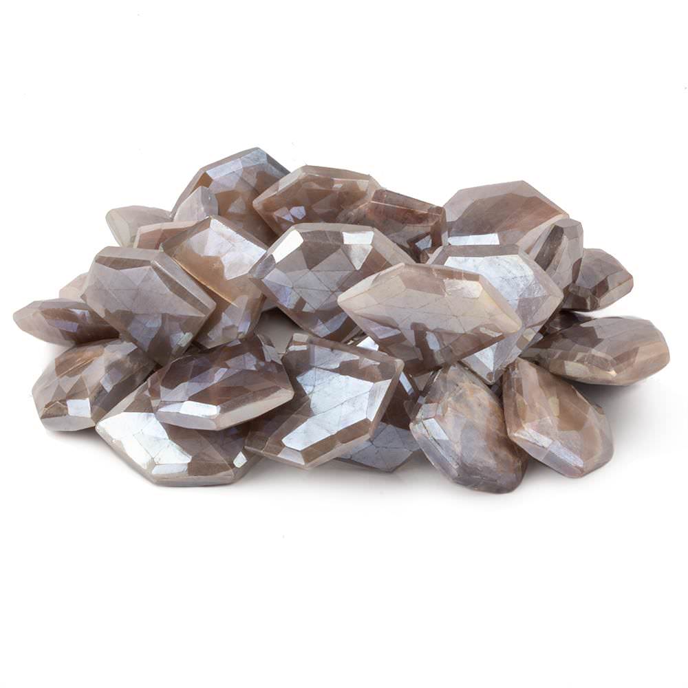 15x19-19x24mm Mystic Chocolate Moonstone Faceted Pentagonals 8 inch 29 beads