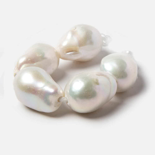 15x20-16x22mm Off White Ultra Baroque 2.5mm Hole Freshwater Pearls 5 pcs