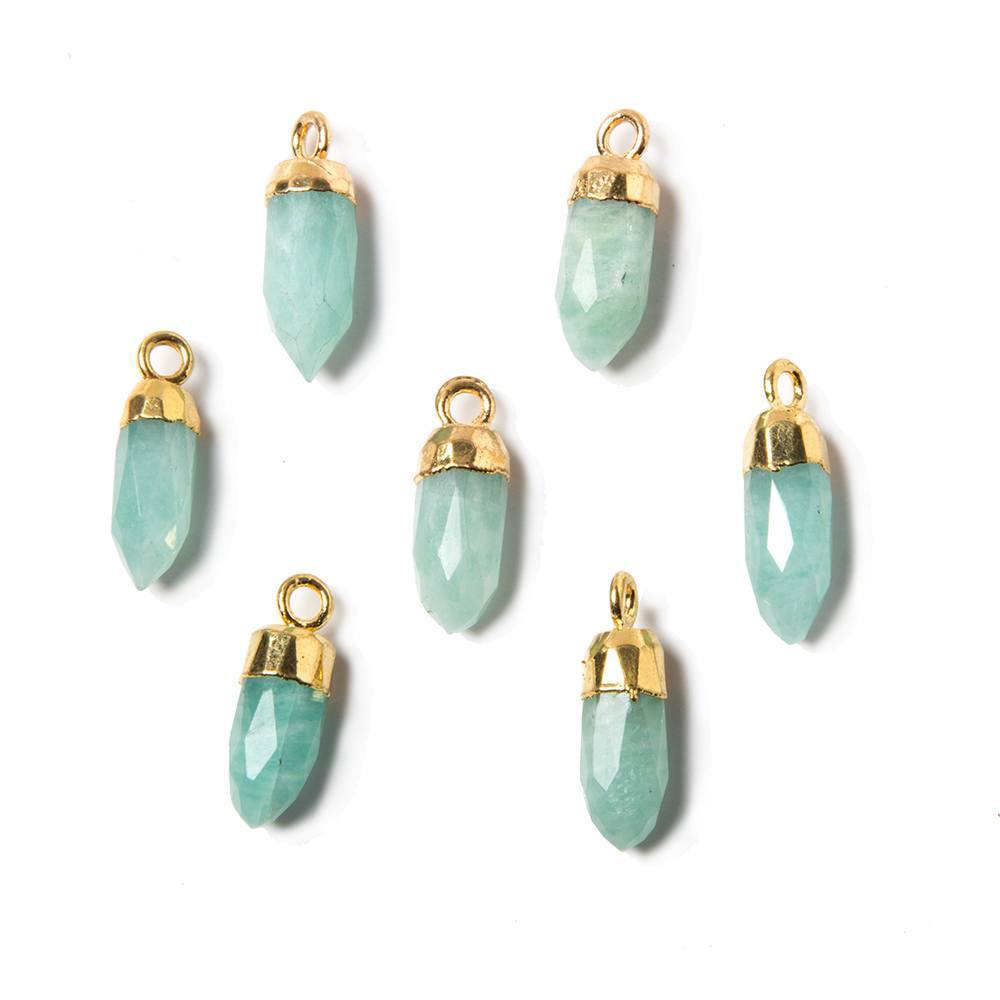 15x5mm Gold Leafed Amazonite Spike Pendant 1 piece