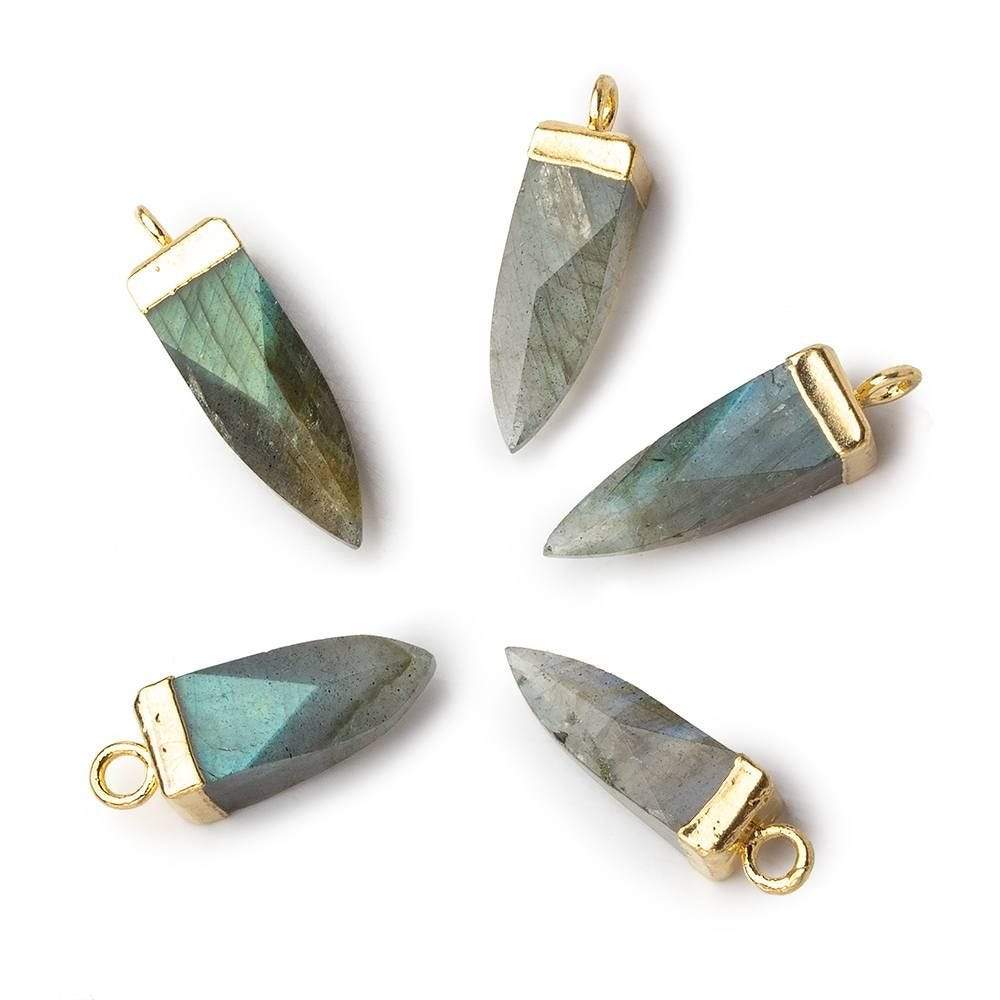 15x6mm Gold Leafed Labradorite plain oblisk spike Pendant 1 focal bead
