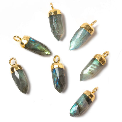 15x6mm Gold Leafed Labradorite Spike Pendants 1 piece