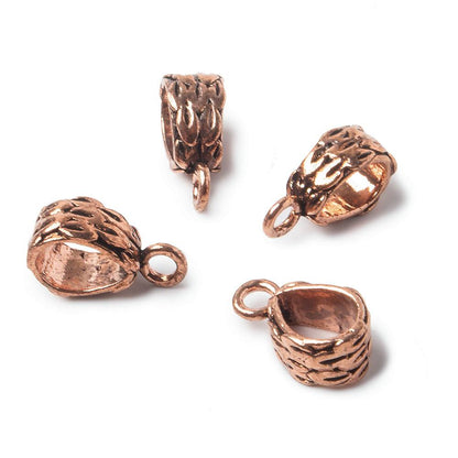 15x7mm Copper Bail with Bark Pattern Set of 4