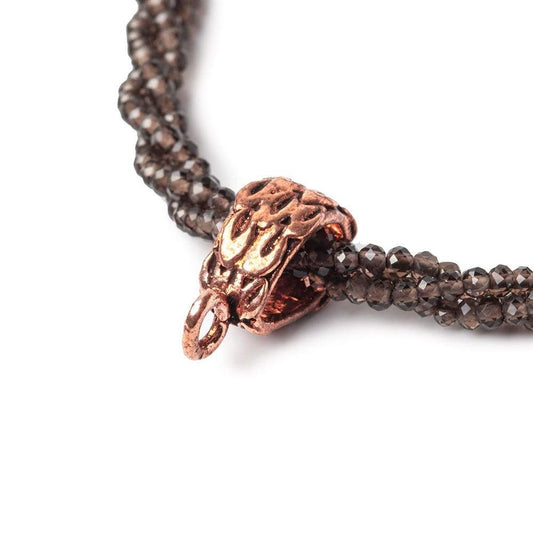 15x7mm Copper Bail with Bark Pattern Set of 4