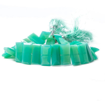 15x7mm Mint Green Chalcedony Emerald Cut Top Drilled Beads 8 in. 27 pieces