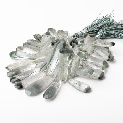 15x8-40x11mm Moss Quartz Faceted Pear Beads 7 inch 59 pieces AA
