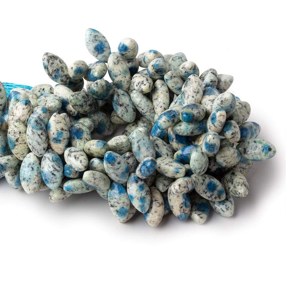 15x8mm K2 Azurite Granite "K2 Jasper" plain marquise beads 8 inch 55 pieces