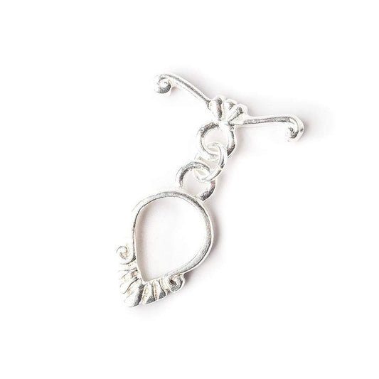 15x8mm Sterling Silver Toggle Fluted Pear Design 1 piece