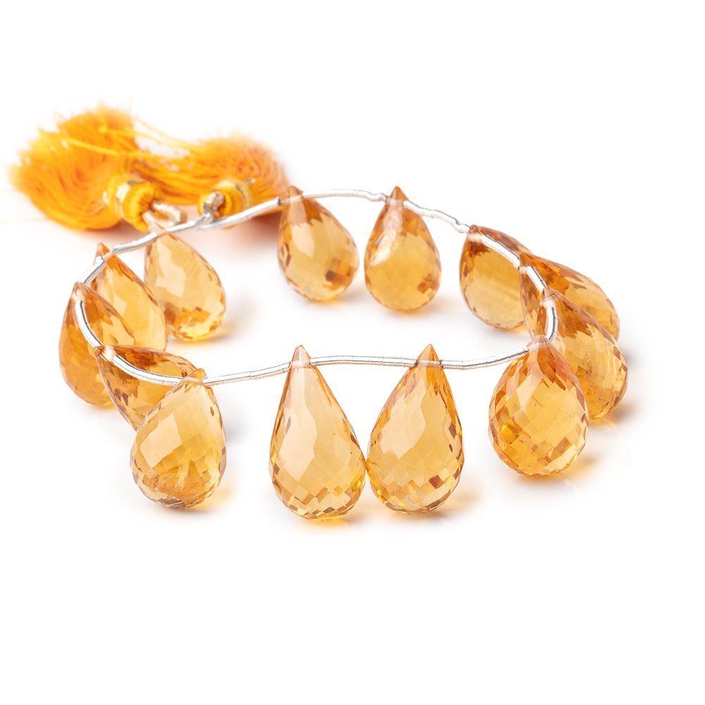 15x9-18x10mm Madeira Citrine Faceted Tear Drop Beads 7 inch 13 pieces AAA